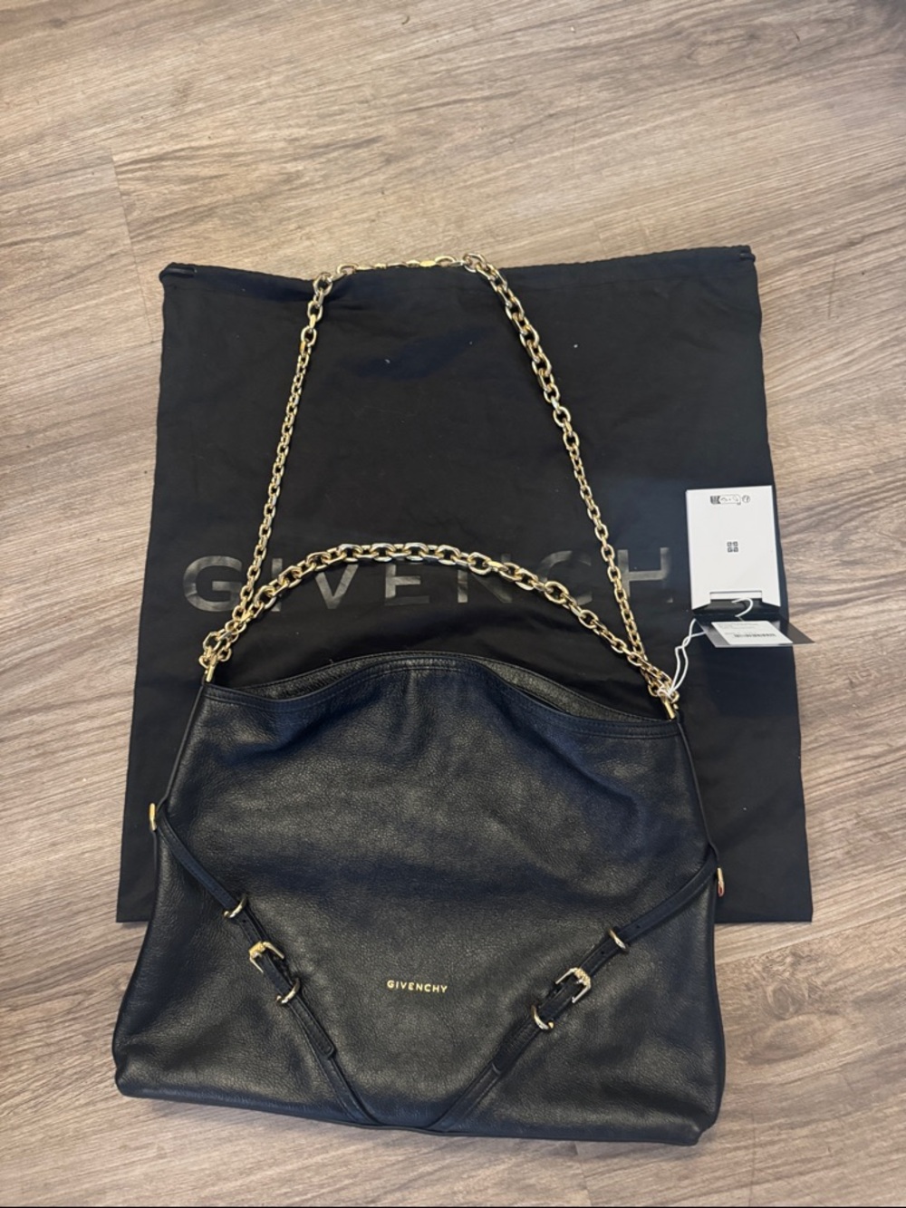 JLN Givenchy AUTHENTIC BLACK MEDIUM VOYOU CALF LEATHER CHAIN MULTI WEAR BAG - Picture 2 of 7